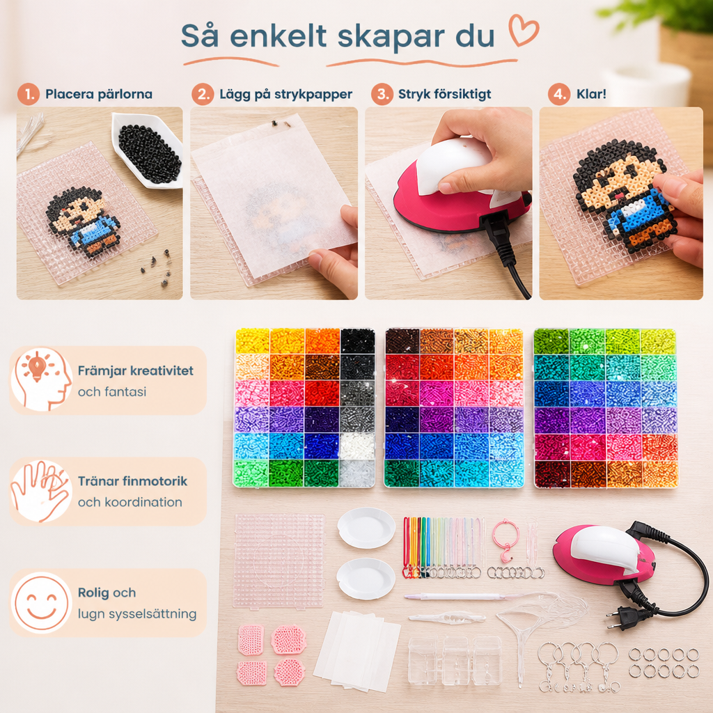 Premium-set med pärlplattor och pysselverktyg – DIY-set för konst och kreativt skapande