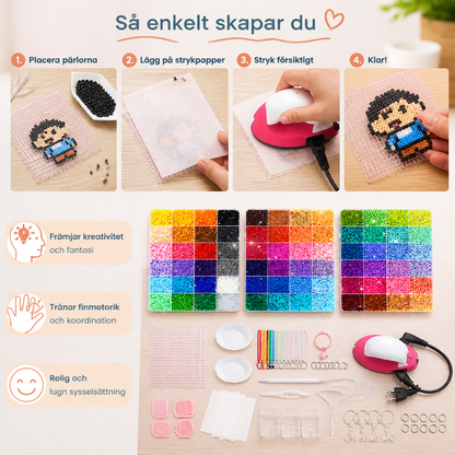 Premium-set med pärlplattor och pysselverktyg – DIY-set för konst och kreativt skapande