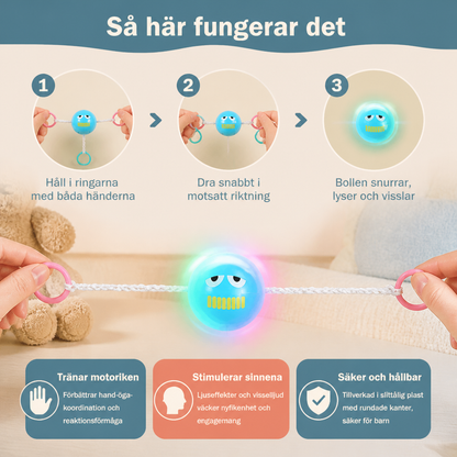 Lysande visslande snurrboll med dragsnöre för barn