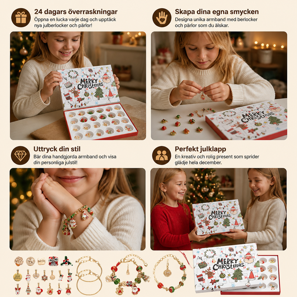 24-dagars julkalender med armband – DIY-smyckesset för flickor