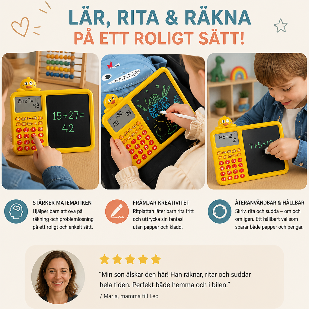Interaktivt matte-, rit- och suddbart lärset för barn