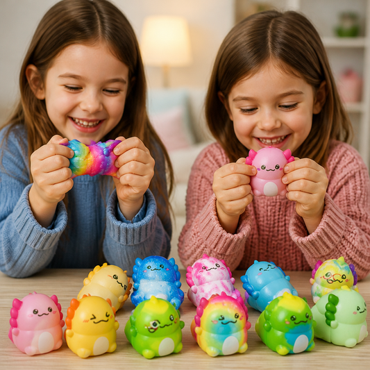 12-pack mjuka axolotl-squishies – antistressleksaker