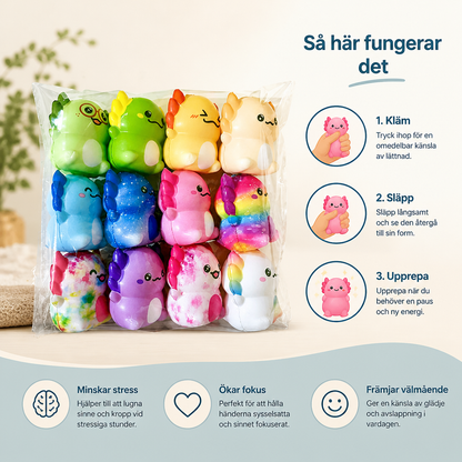 12-pack mjuka axolotl-squishies – antistressleksaker