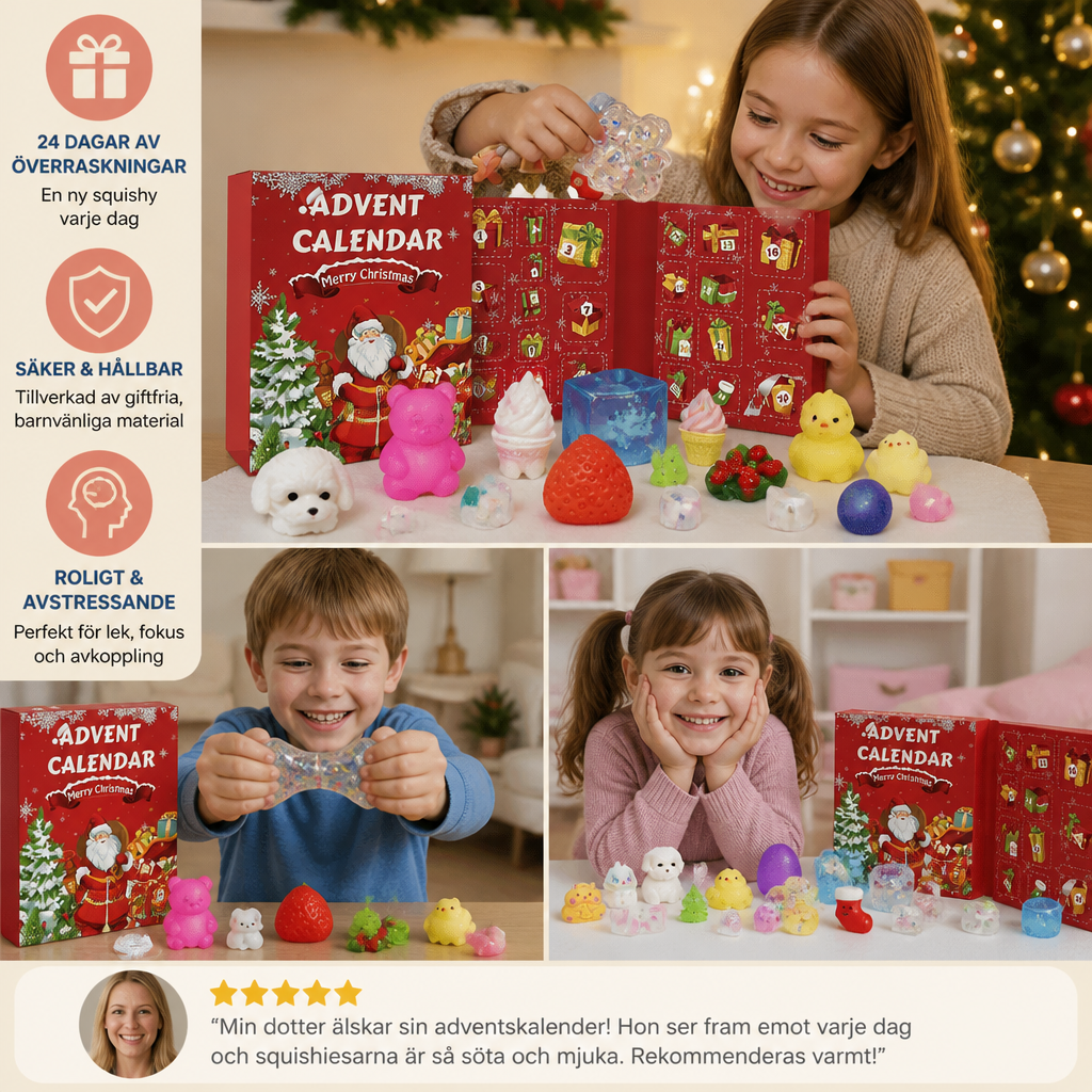 Premium Squishy-adventskalender för 24 dagar