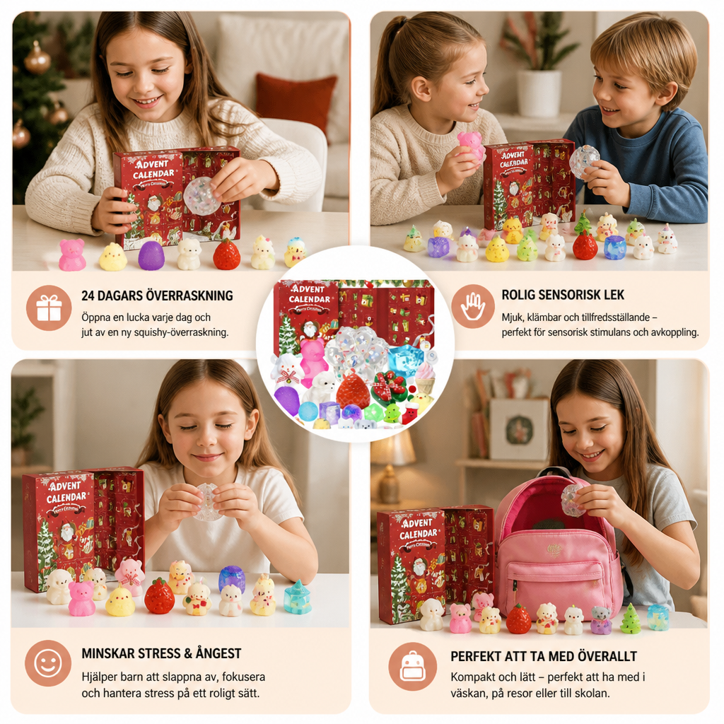 Premium Squishy-adventskalender för 24 dagar