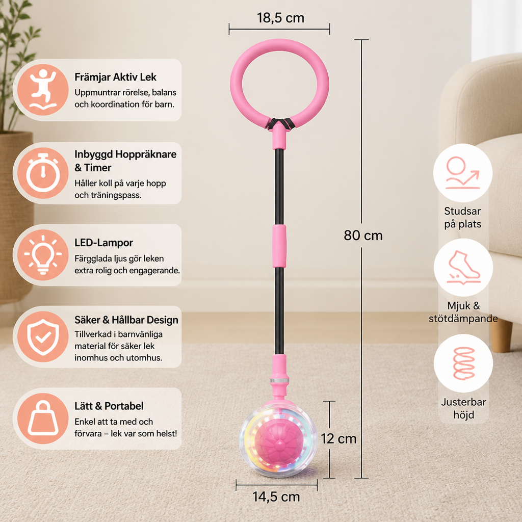 3-i-1 LED-Hoppboll med Hoppräknare och Timer för Barn