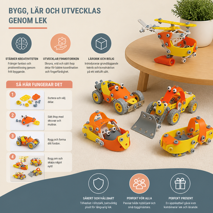 Flexibelt STEM-byggset med skruvar och muttrar