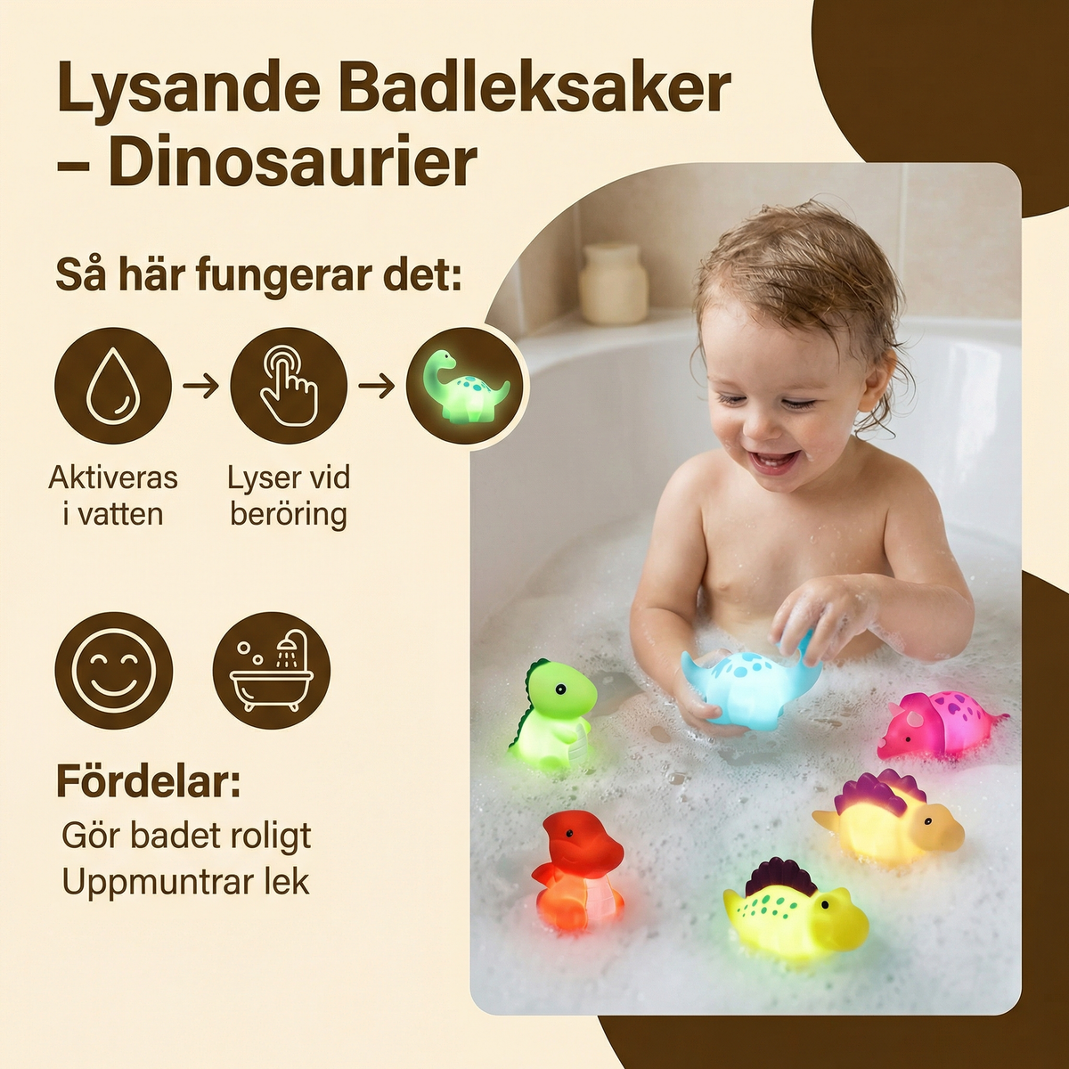 Lysande badleksak dinosaurie
