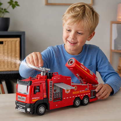 Pull-Back Brandbil Leksak Med Vattenspray, Ljus & Ljud