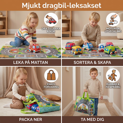 Mjukt dragbil-leksakset med hopfällbar lekmatta och bärväska för småbarn