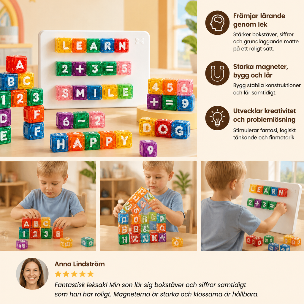 40-delars magnetiskt set med bokstäver och siffror – Montessori STEM-leksak för barn