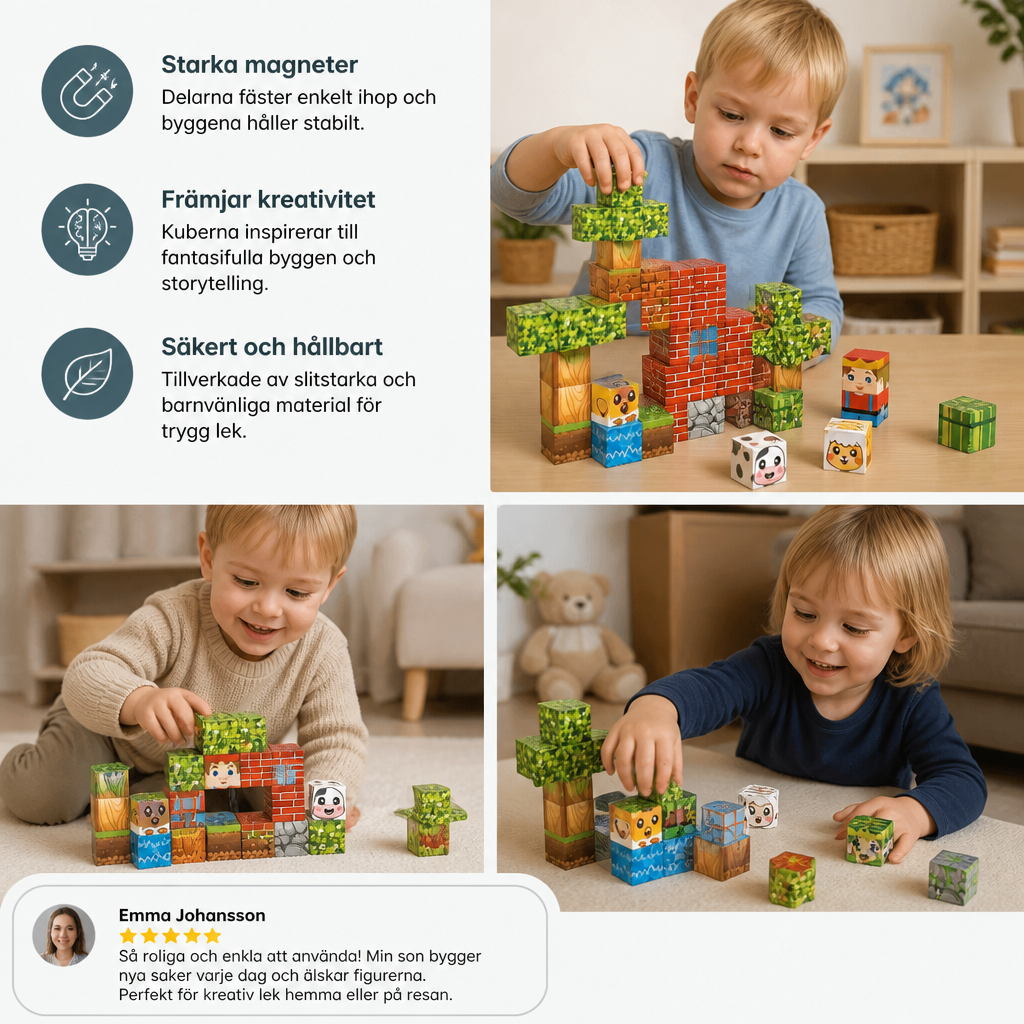 Magnetiska byggklossar för barn, 40 delar – Perfekta för roliga stunder på språng