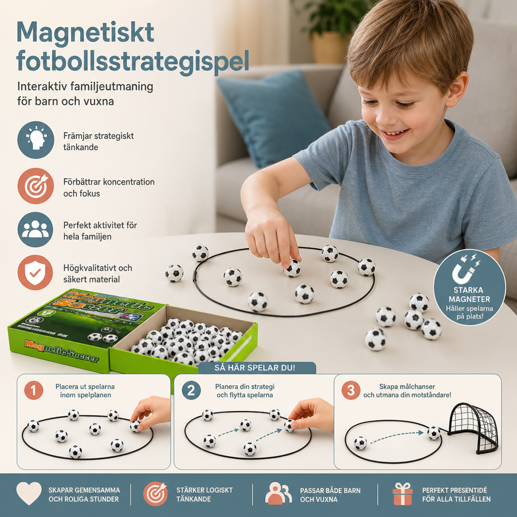 Magnetiskt fotbollsstrategispel – Interaktiv familjeutmaning för barn och vuxna
