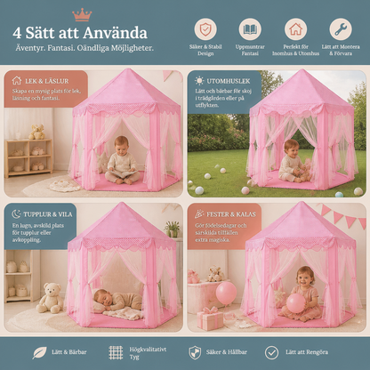 Prinsesslott-lektält för inomhus- och utomhuslek