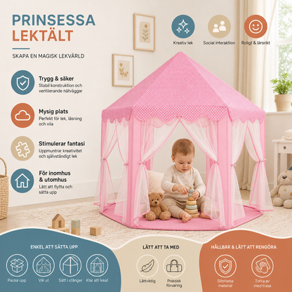 Prinsesslott-lektält för inomhus- och utomhuslek