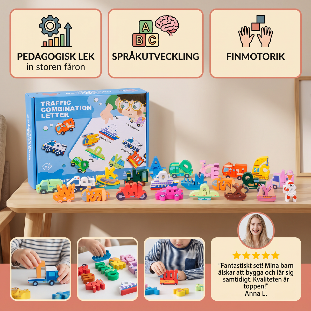 52-delars Montessori 3D-alfabetbyggklossset