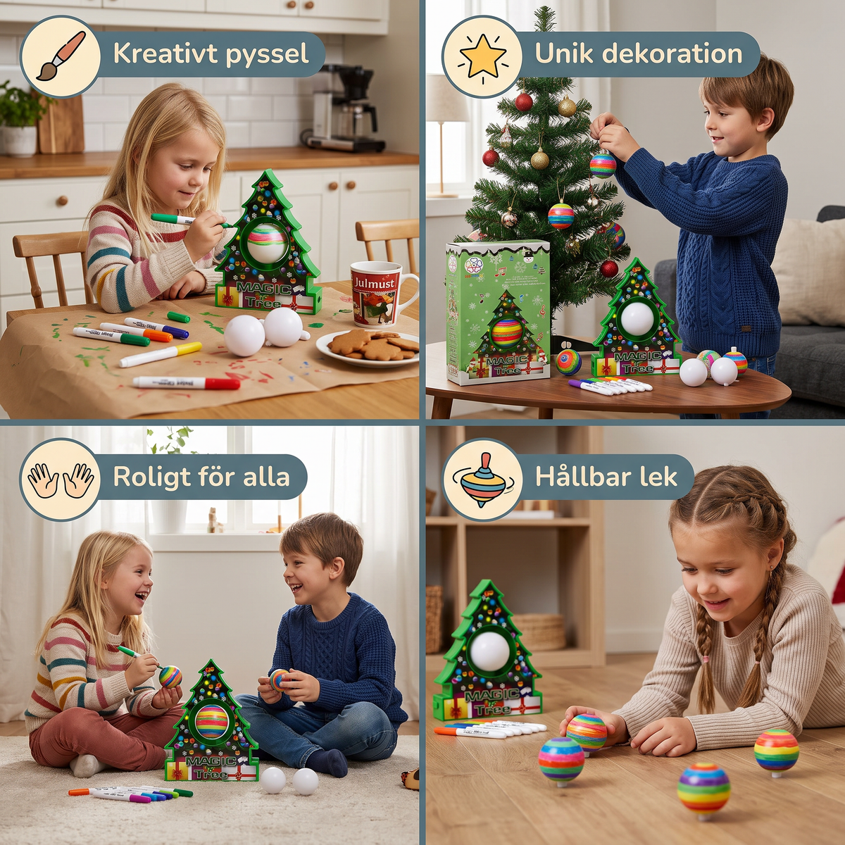 DIY-julpysselset för att måla snurrande julgransprydnader