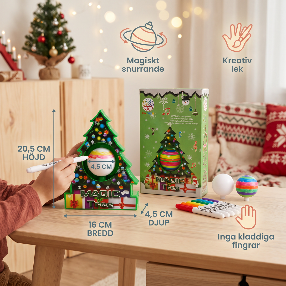 DIY-julpysselset för att måla snurrande julgransprydnader