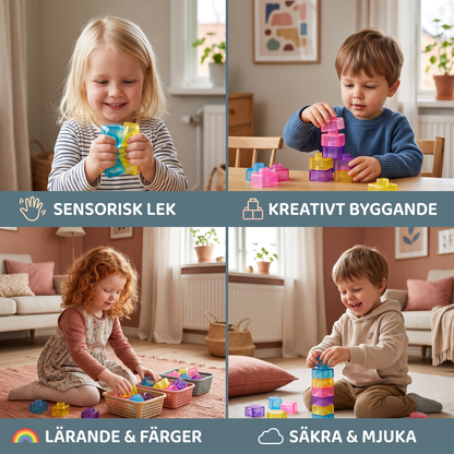 Säkra och Mjuka Squishy-Gelébyggklossar för Barn