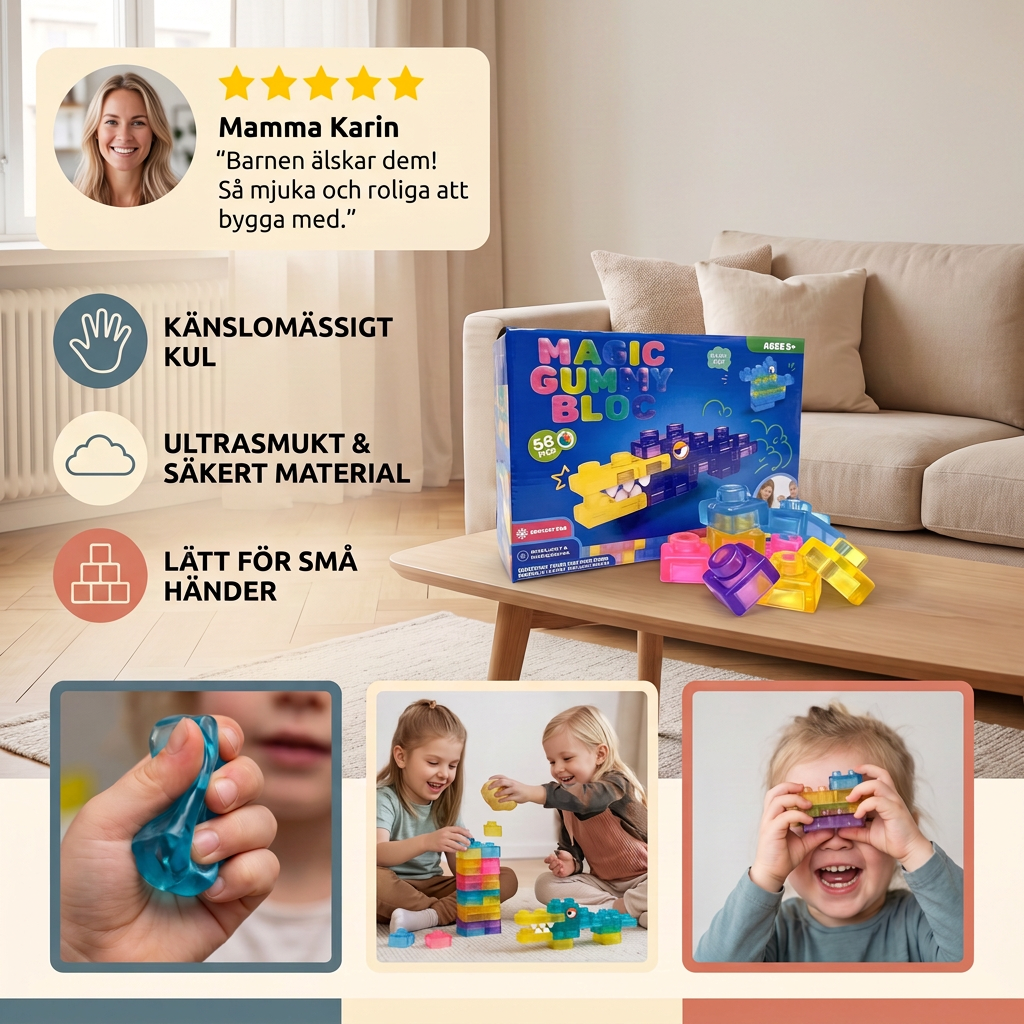 Säkra och Mjuka Squishy-Gelébyggklossar för Barn