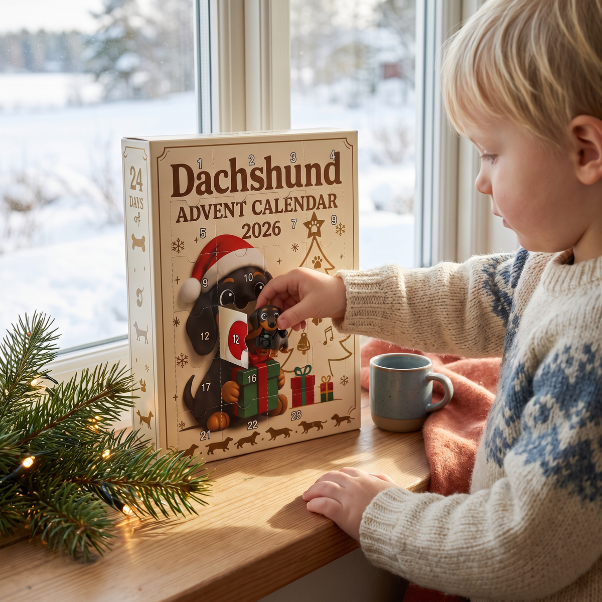 Dachshund-adventskalender med överraskningsfigurer – 24 dagar
