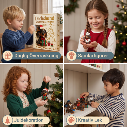 Dachshund-adventskalender med överraskningsfigurer – 24 dagar