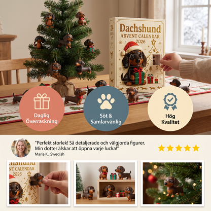 Dachshund-adventskalender med överraskningsfigurer – 24 dagar
