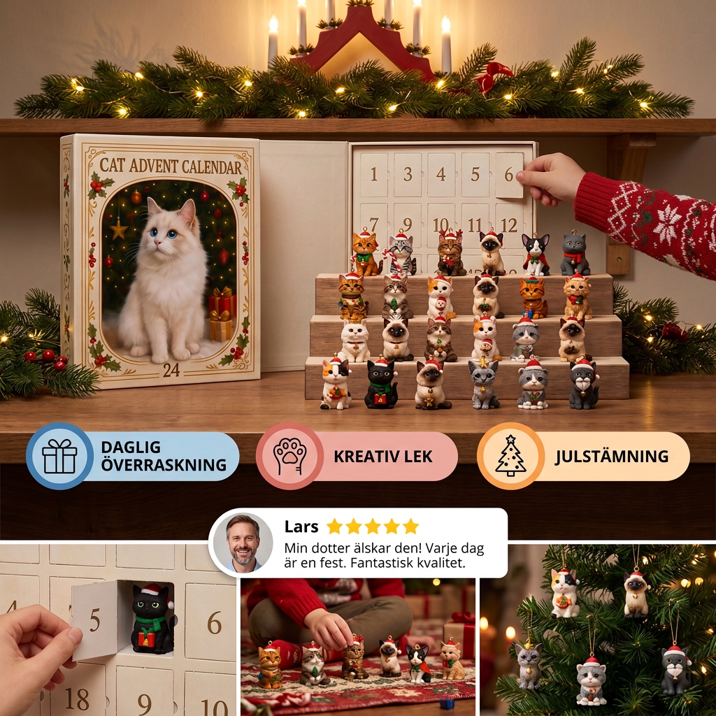 24-dagars juladventskalender med katter