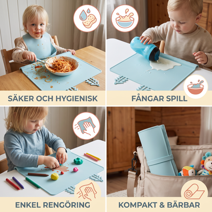BabySafe Praktisk och Hygienisk Silikonunderlägg för Bebisar med Upphöjd Kant