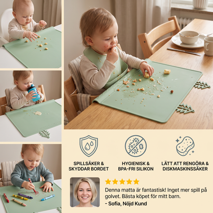 BabySafe Praktisk och Hygienisk Silikonunderlägg för Bebisar med Upphöjd Kant