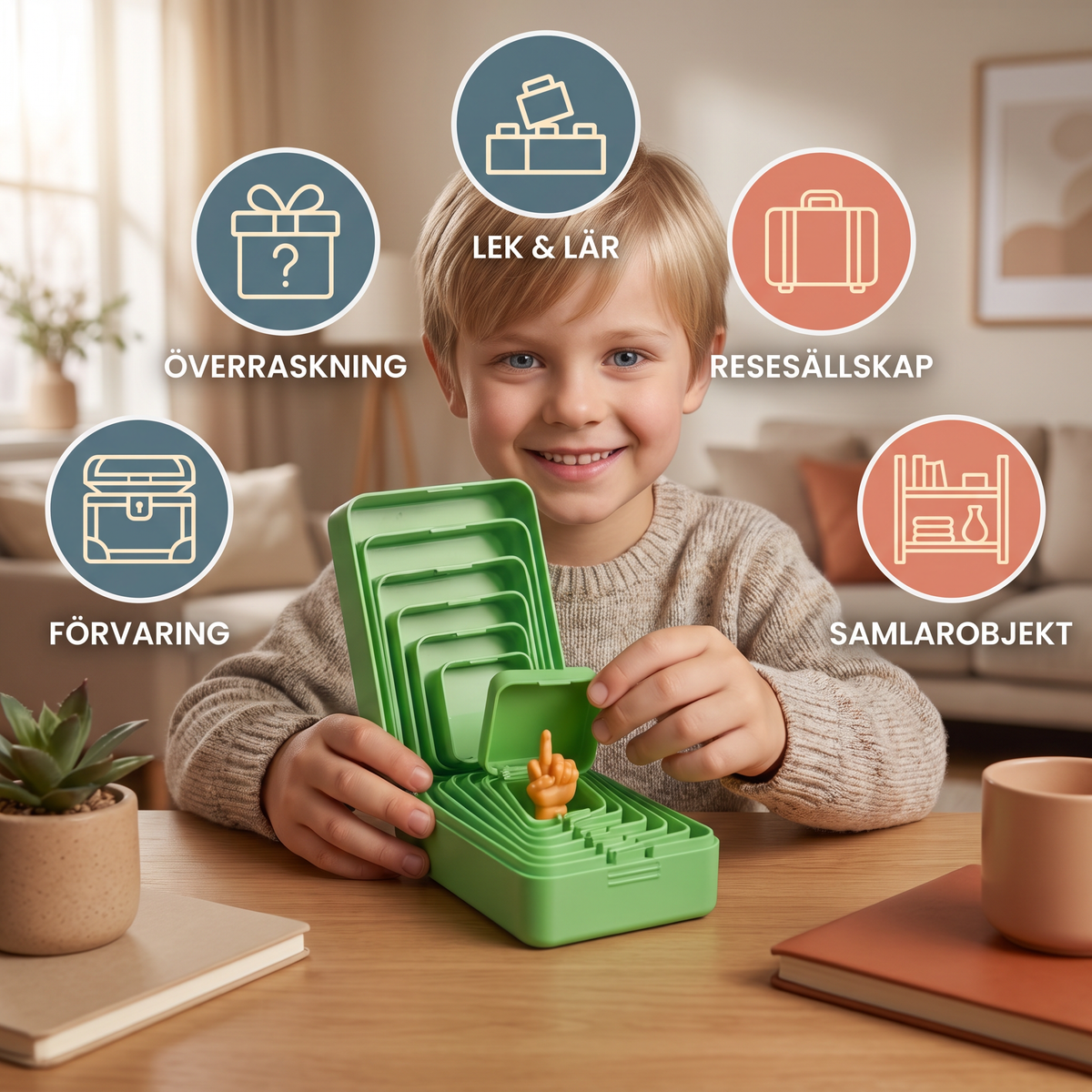 Rolig överraskningspresentlåda med flera lådor inuti
