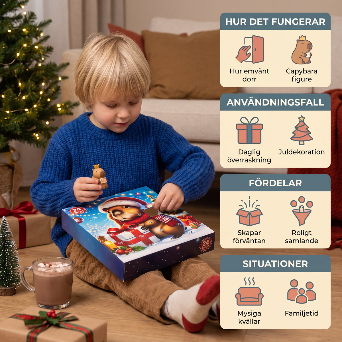 24-dagars juladventskalender med kapybaror – 24 söta minifigurer