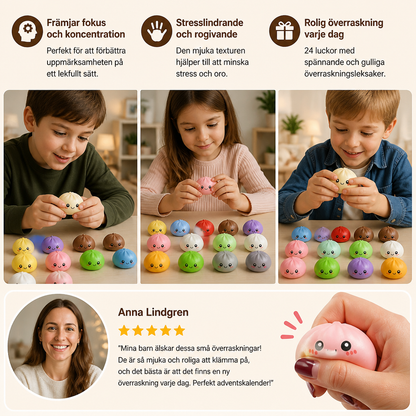 Dumpling Squishy-adventskalender med Hemlighetsfulla Fidget-överraskningar