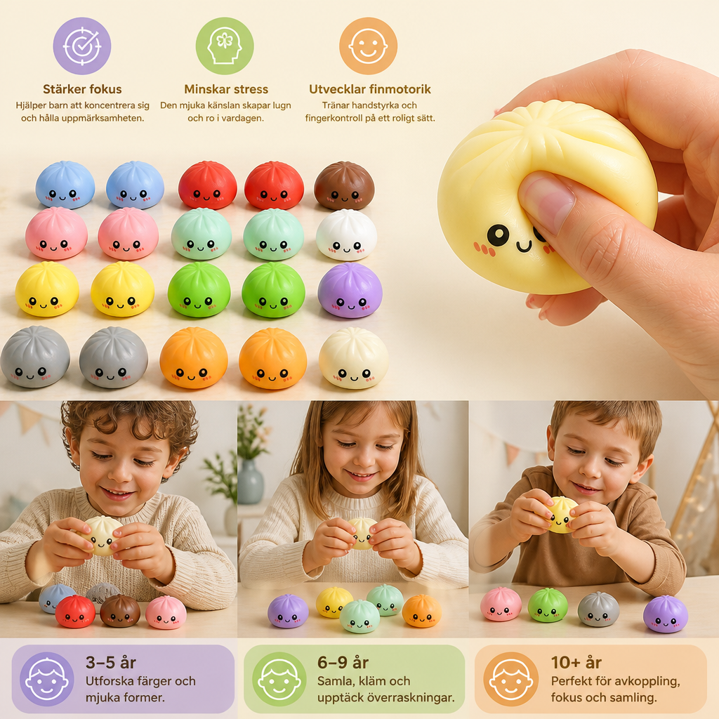 Dumpling Squishy-adventskalender med Hemlighetsfulla Fidget-överraskningar