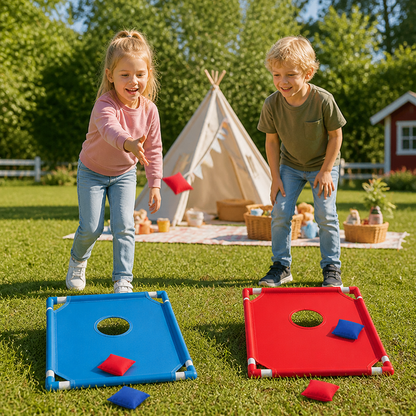 Tvåfärgat ärtpåsekastspel för barn – för inom- och utomhusbruk