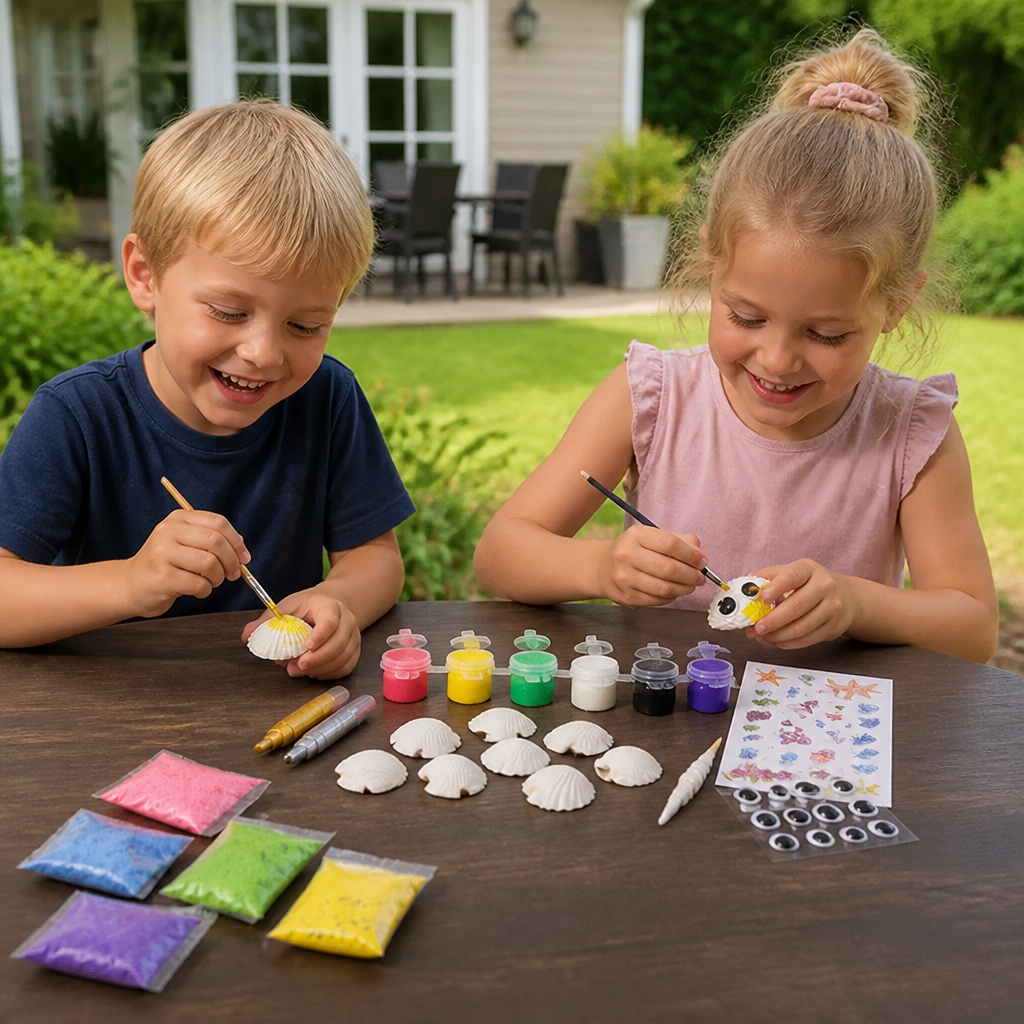 Målnings- och pysselset med snäckskal som lyser i mörkret