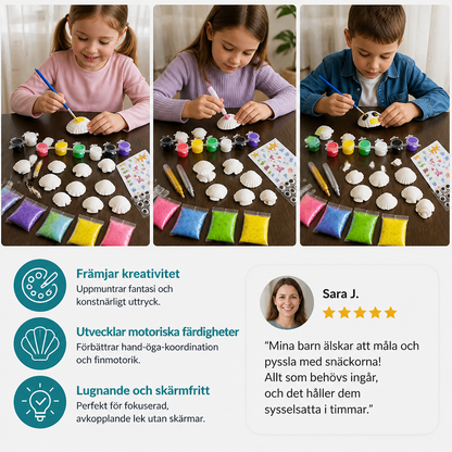 Målnings- och pysselset med snäckskal som lyser i mörkret