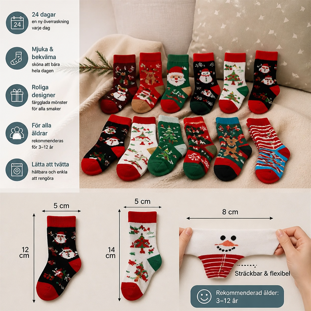 24-dagars adventskalender med julstrumpor