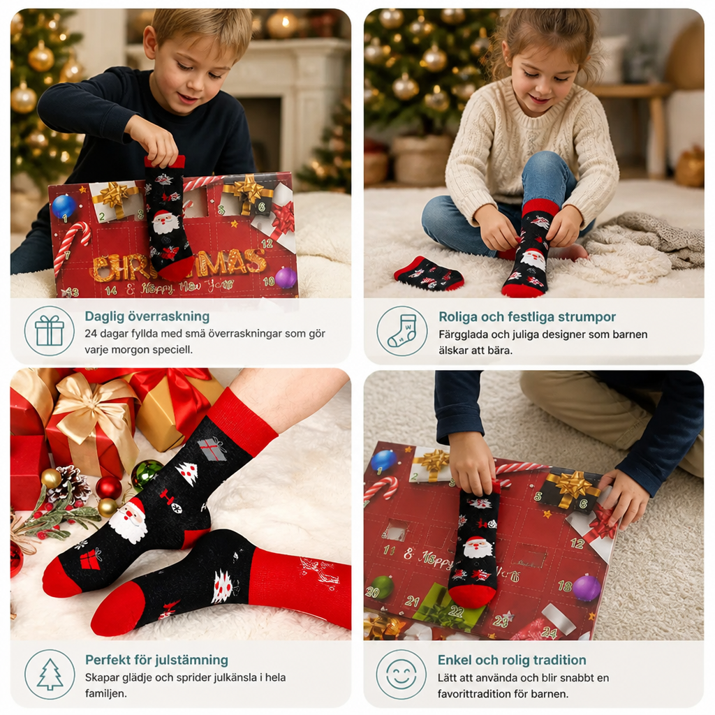 24-dagars adventskalender med julstrumpor