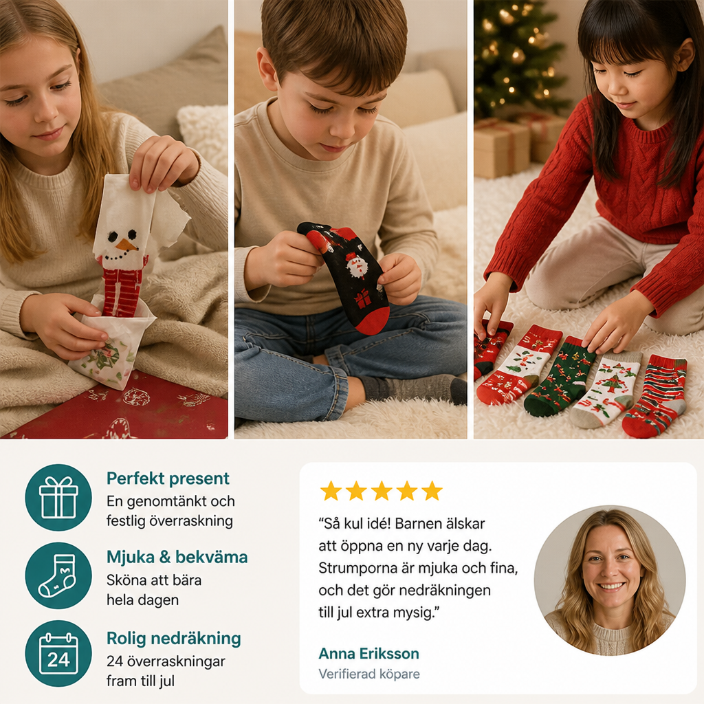 24-dagars adventskalender med julstrumpor