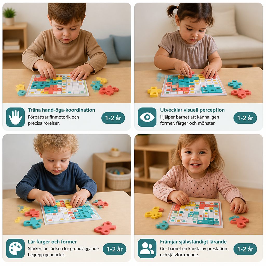 Montessori träpussel för formmatchning – Hjärnträningsspel för färger och logiskt tänkande