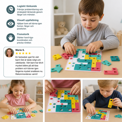 Montessori träpussel för formmatchning – Hjärnträningsspel för färger och logiskt tänkande