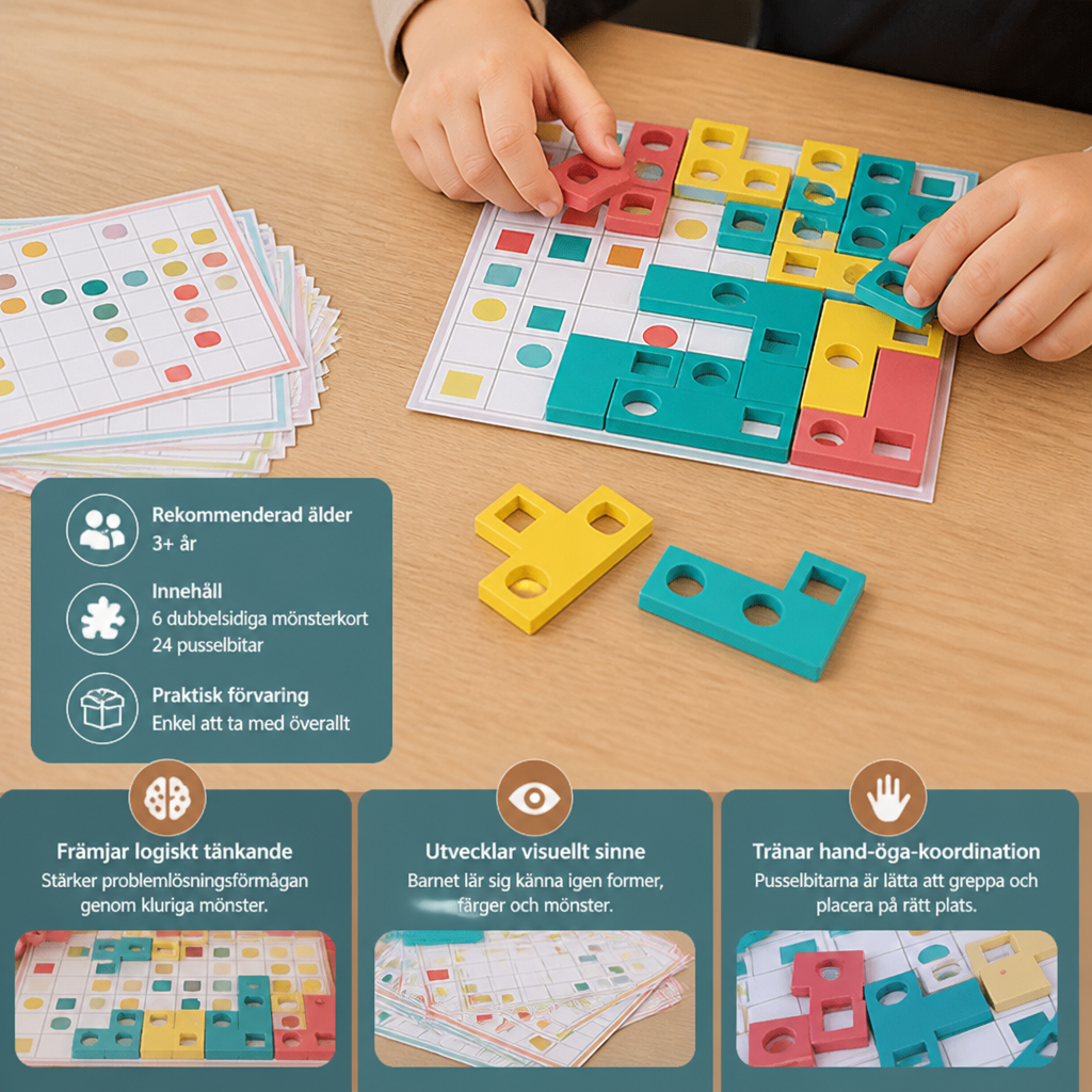 Montessori träpussel för formmatchning – Hjärnträningsspel för färger och logiskt tänkande