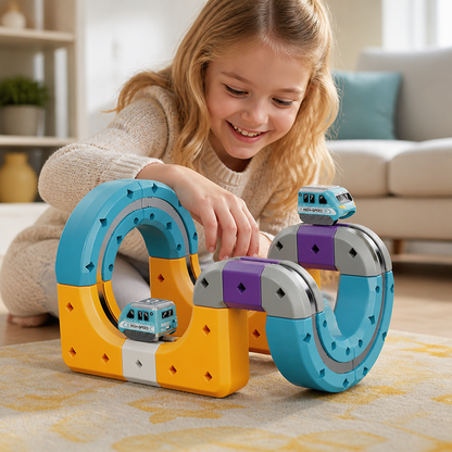 DIY-byggsats med gravitationskubbana och elektriskt tåg