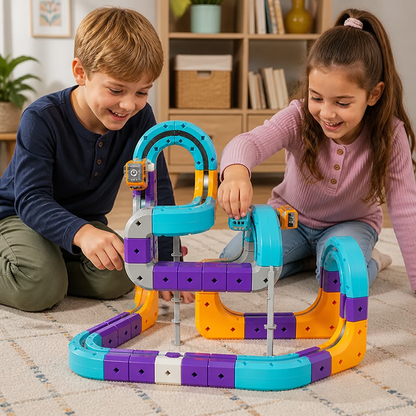 DIY-byggsats med gravitationskubbana och elektriskt tåg