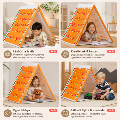Juligt pepparkakshuslekstält för barn