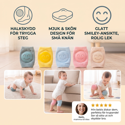 Knäskydd för bebisar – Halkskydd med glatt smiley-ansikte