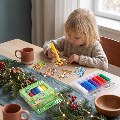 DIY-julpysselset för barn för att måla juldekorationer utan lim eller bakning