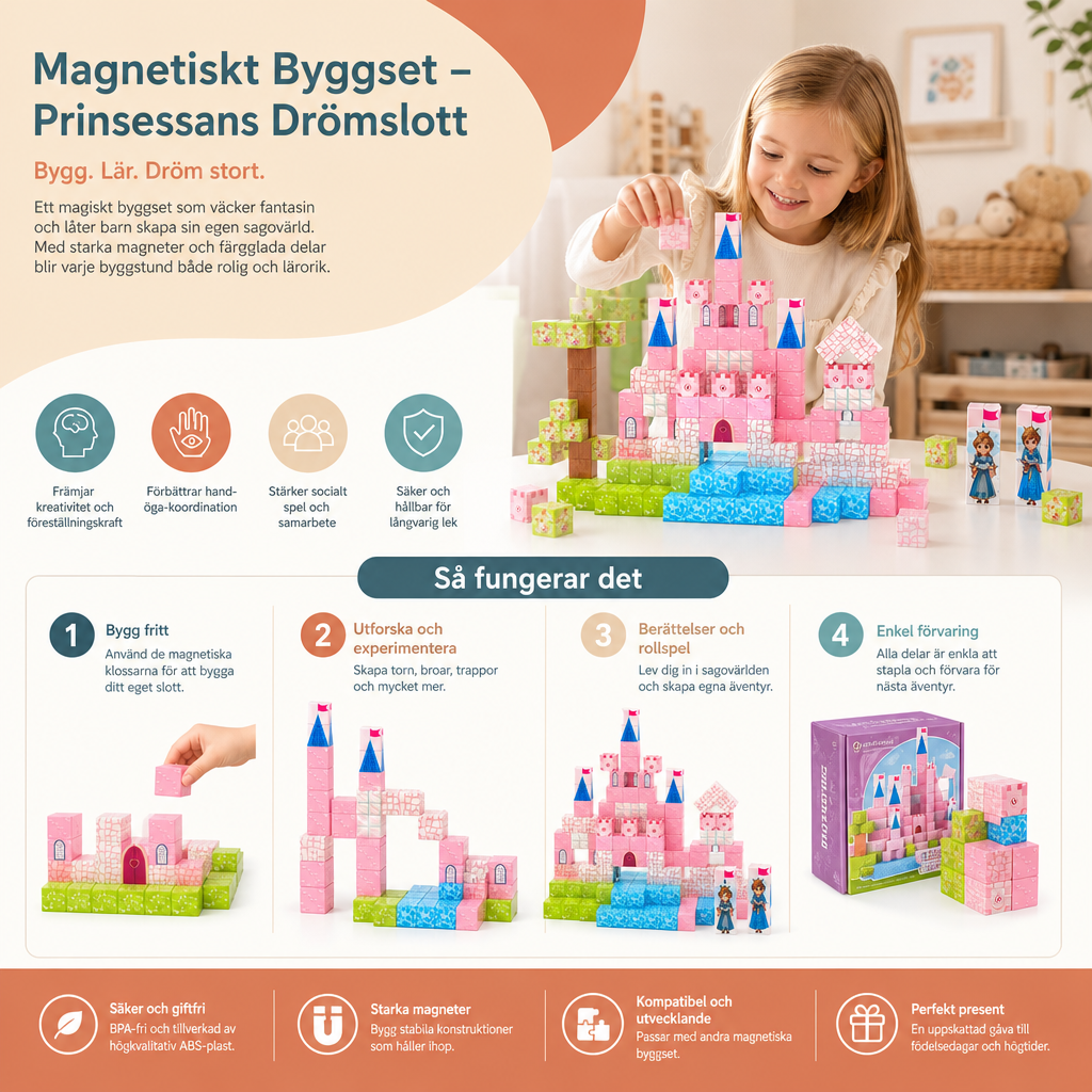 Montessori Magnetiskt Byggset med Prinsessans Drömslott
