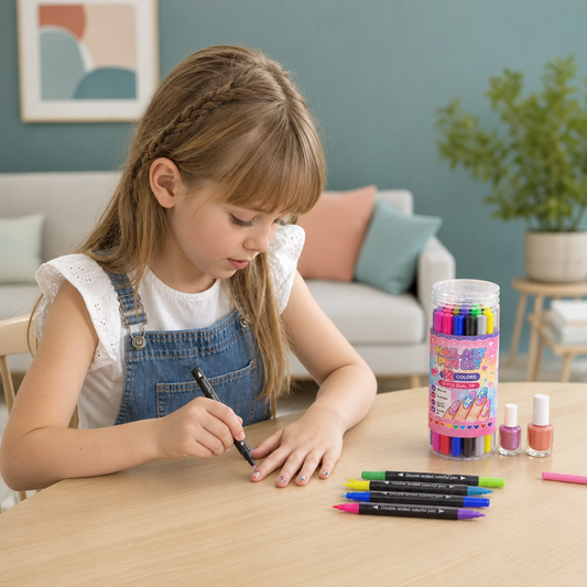 Set med 12 Nagelpennor med Dubbla Spetsar – Fina Detaljer och Kreativa Designer